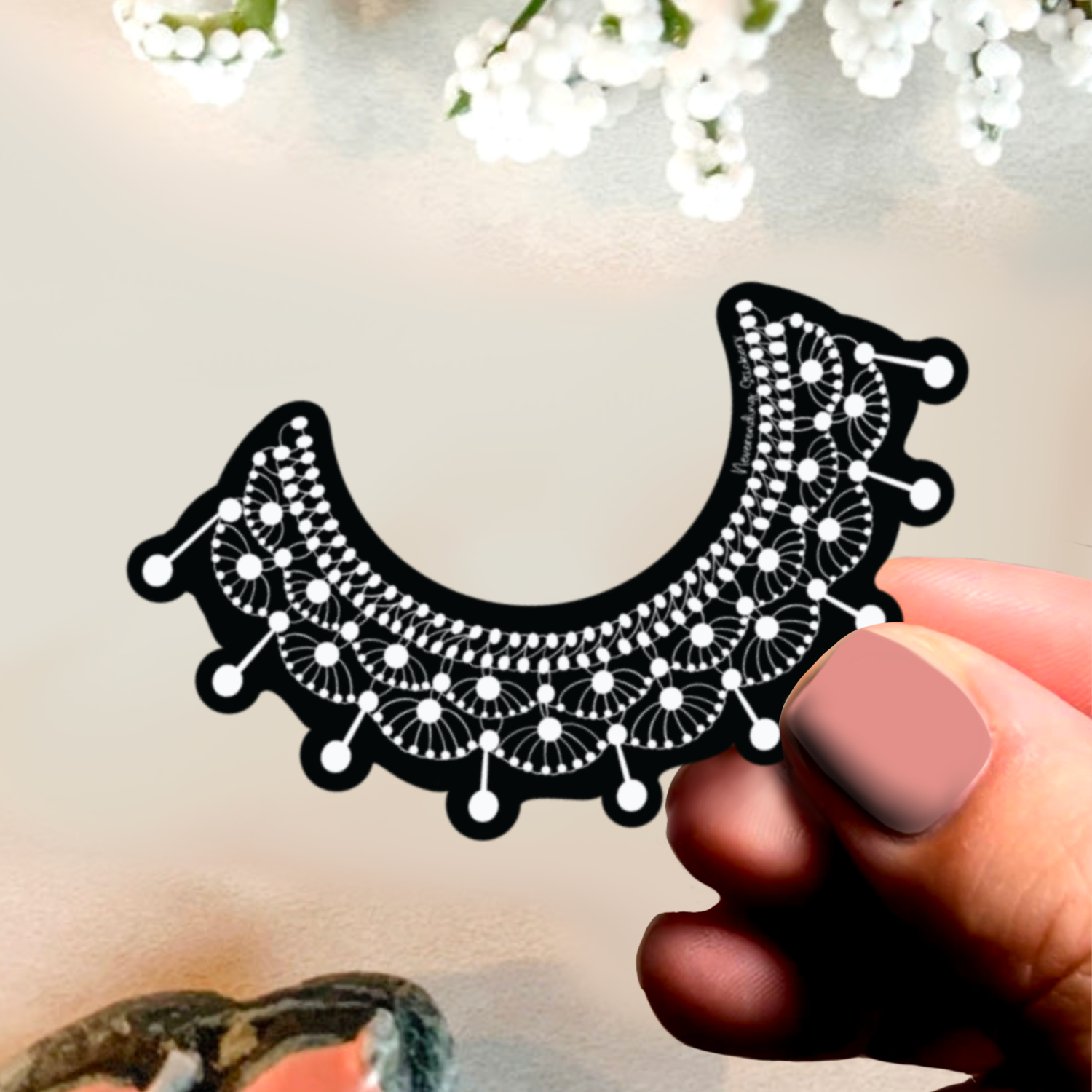 Neverending Stickers - Wholesale Sticker - Neverending Stickers - Vote RBG Dissent Collar Ruth Bader Ginsburg - 4 Vinyl Sticker Or Magnet Set or Just One Collar4