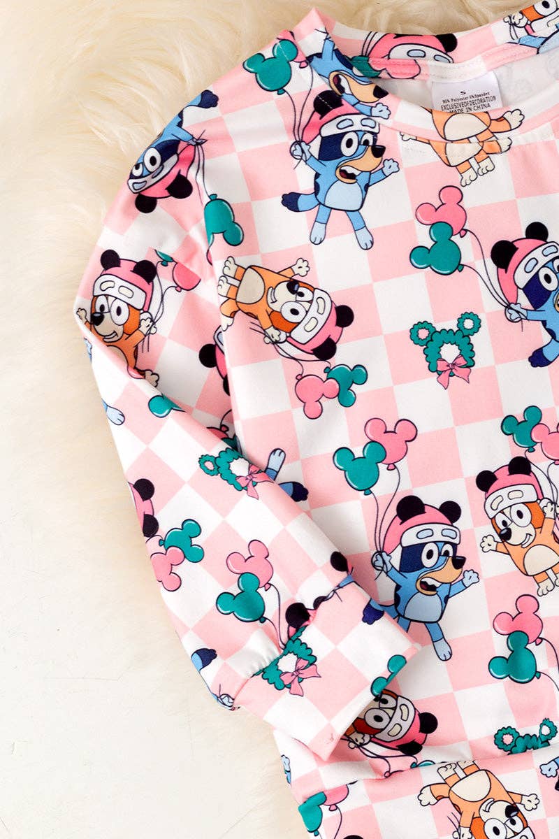 Kids Charm Online - Vente Ensemble haut et short – enfant - Ensemble 2 pièces pour filles avec personnage de chien de Noël imprimé. OFG53157 AMY3