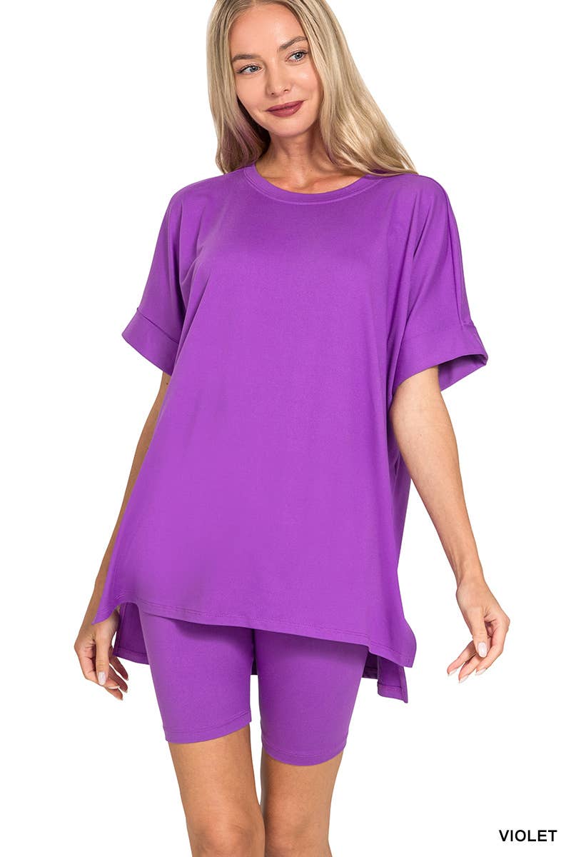 Vanilla Monkey - Wholesale Loungeset - Dames - Geborstelde Dty Microvezel R-hals Top Biker Shorts11