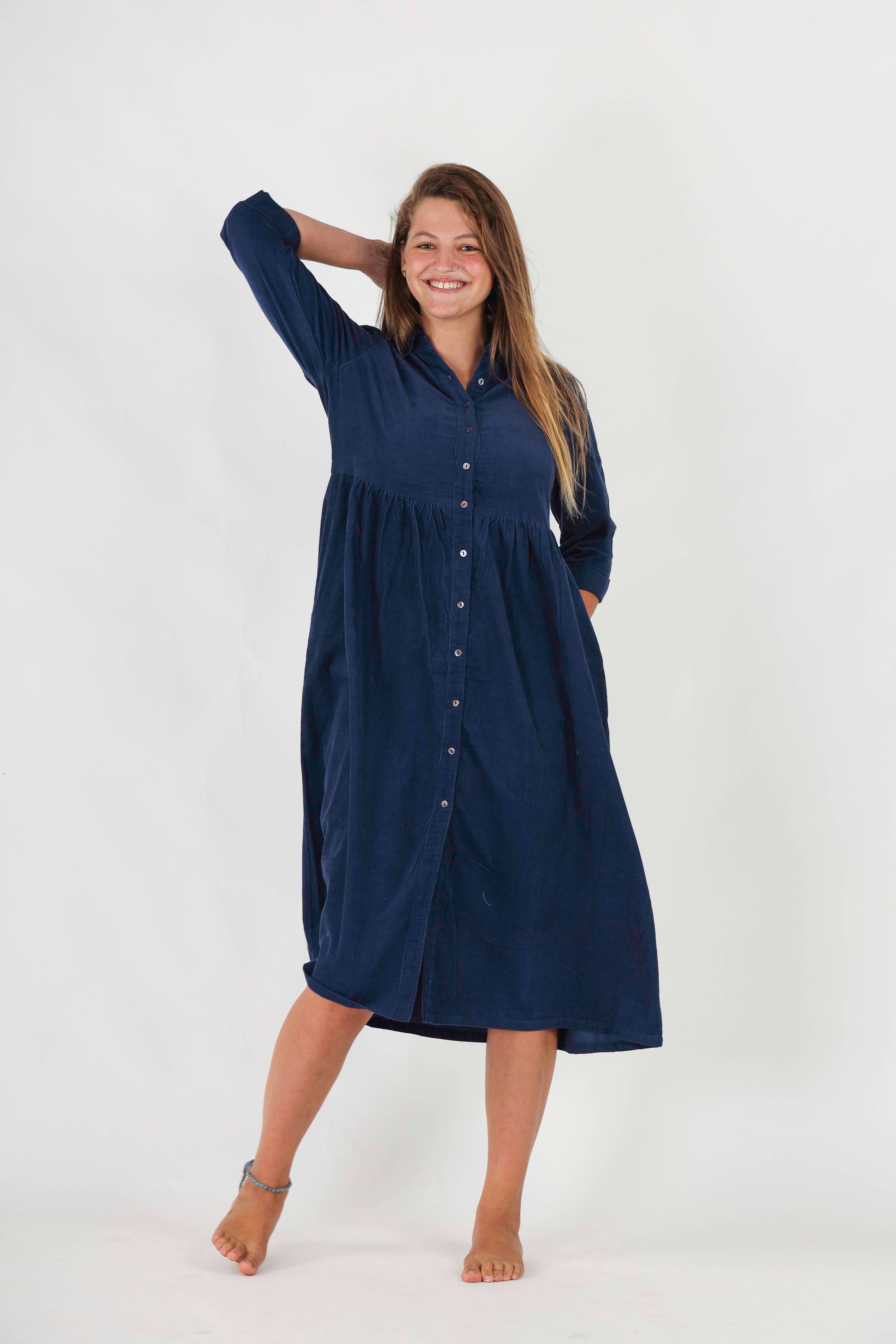 Humanity Centred Designs - Vendita all'ingrosso Vestito - Donna - Abito camicia invernale Daisy_ Organic Baby Corduory Winter2