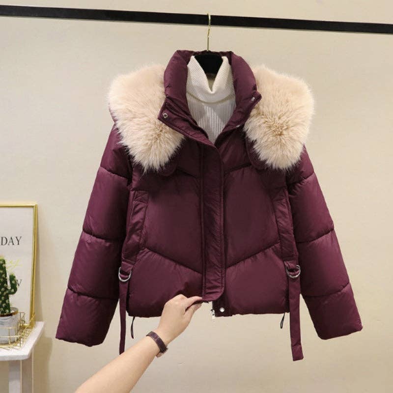 safistyle - Wholesale Puffer Jacket - Women's - Fur Collar Puffer Jacket with Oversized Fit2