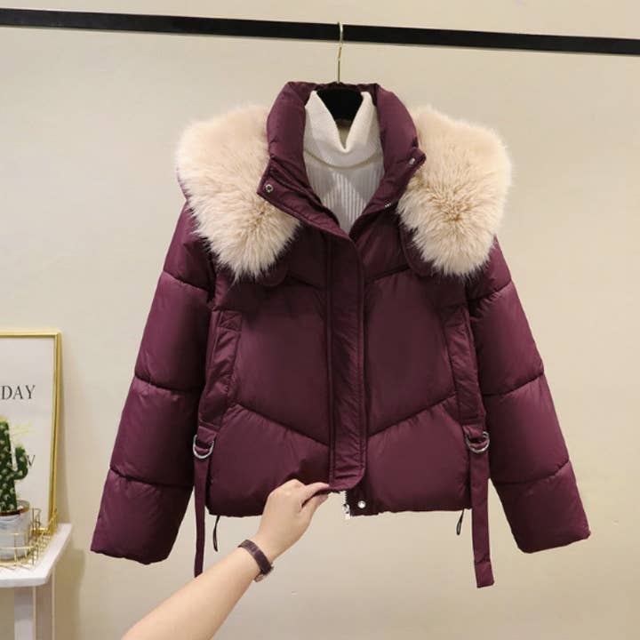 safistyle - Wholesale Puffer Jacket - Women's - Fur Collar Puffer Jacket with Oversized Fit2