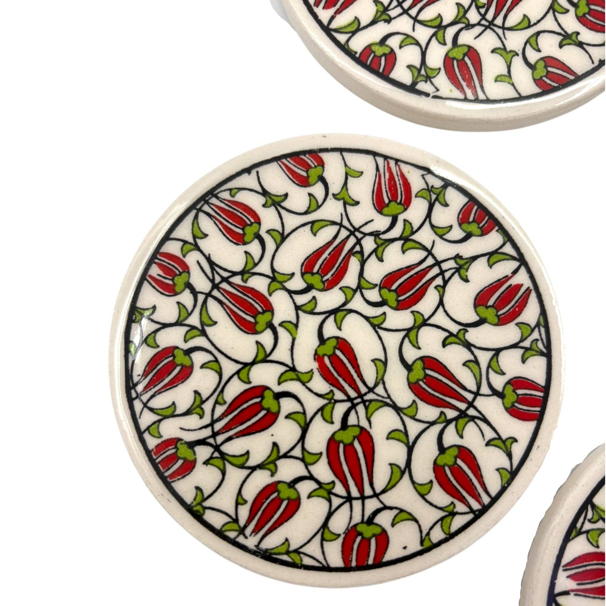 cotonIQ - Wholesale Coasters - Ceramic Coasters - Set of 4 - Tulip - 9cm1