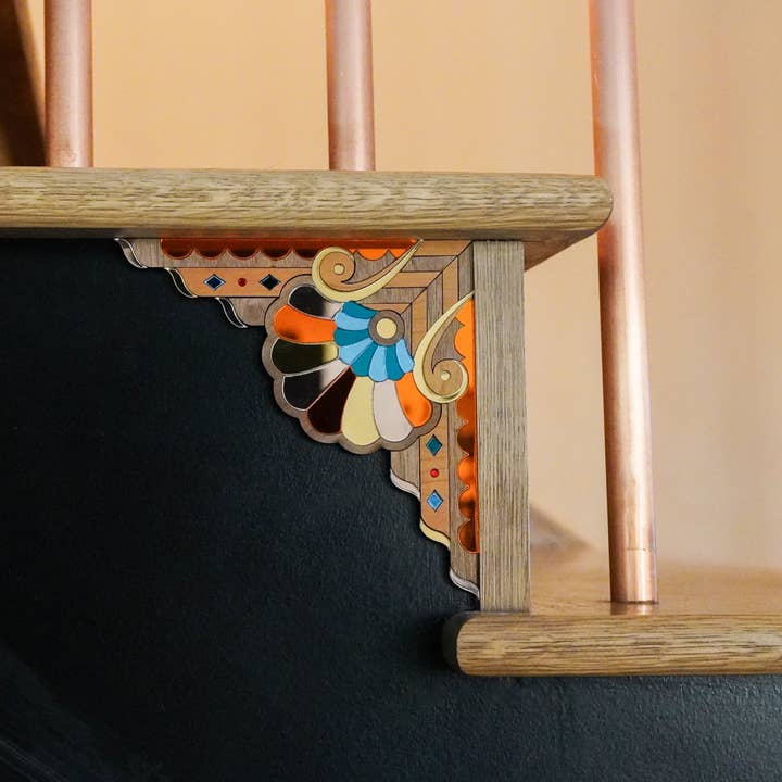 Deco Mirror & Wood Corner Accent for Stair Decor | Mirror and Wood Wall Trim Decor | Door Frame Art for wholesale by Whimsy Makers