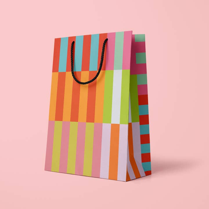 Bon Femmes - Wholesale Gift Bag - Multi Colored Stripes Gift Bag1