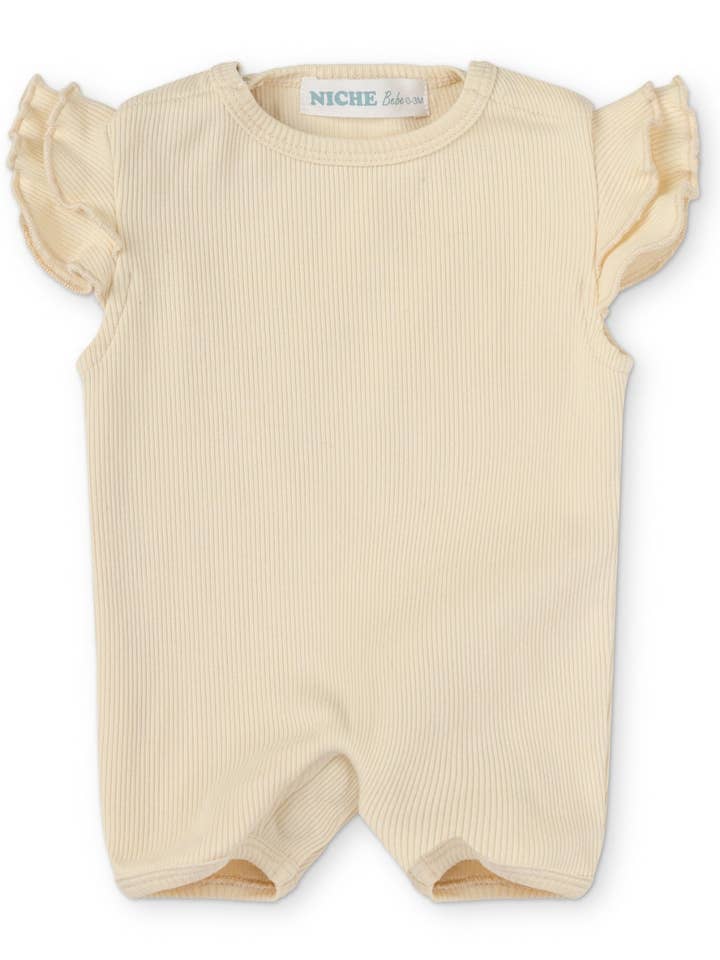 Ivory Ruffle Romper for wholesale by Niche bebe