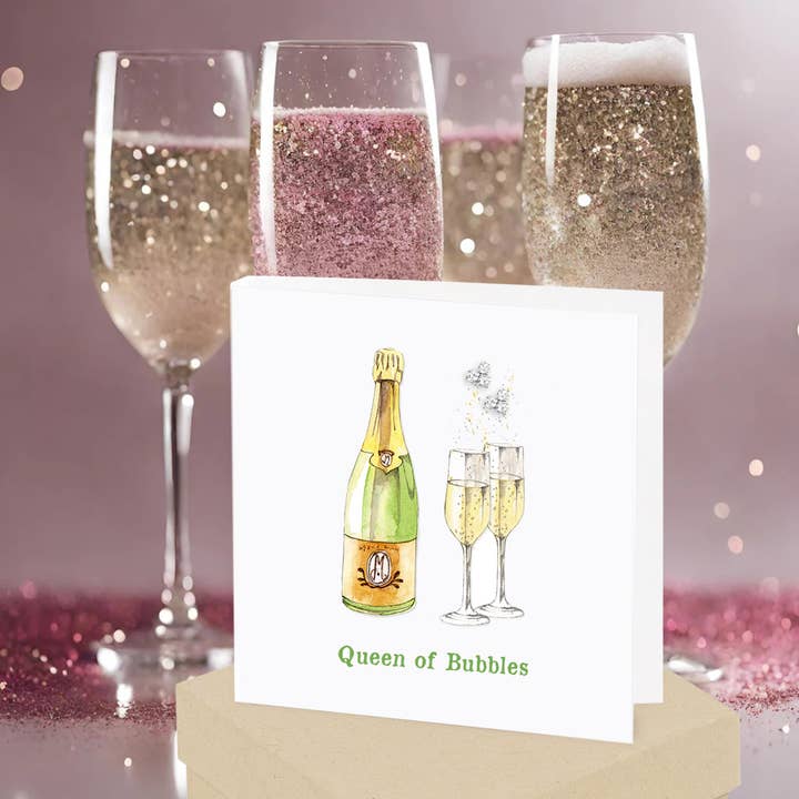 Clous en argent - Boucles d'oreilles clous en cristal argenté - Carte champagne pour la vente par Crumble & Core