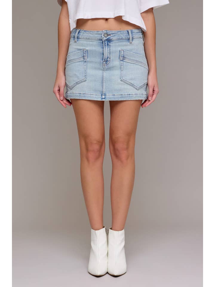 Hidden Jeans - Wholesale Skirt - Women's - Light Patch Pocket Low Rise Mini Skirt