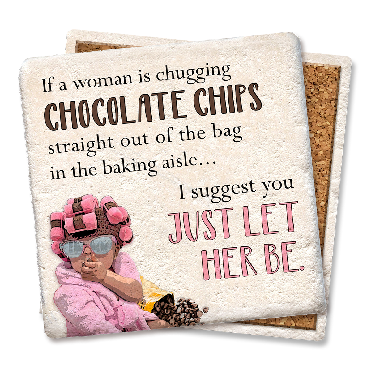 Tipsy Coasters & Gifts - Wholesale Coasters - A woman is chugging chocolate chips coaster2
