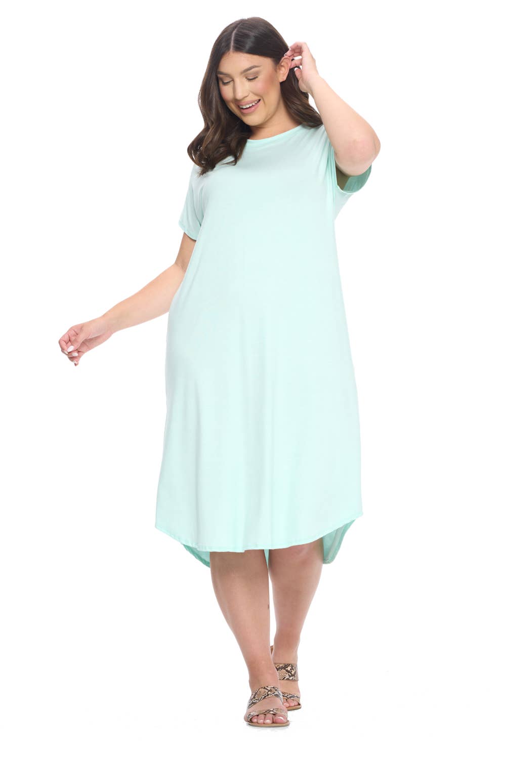Allium - Wholesale Dress - Women's - Plus Size ALine Drop Shoulder Midi Dress3
