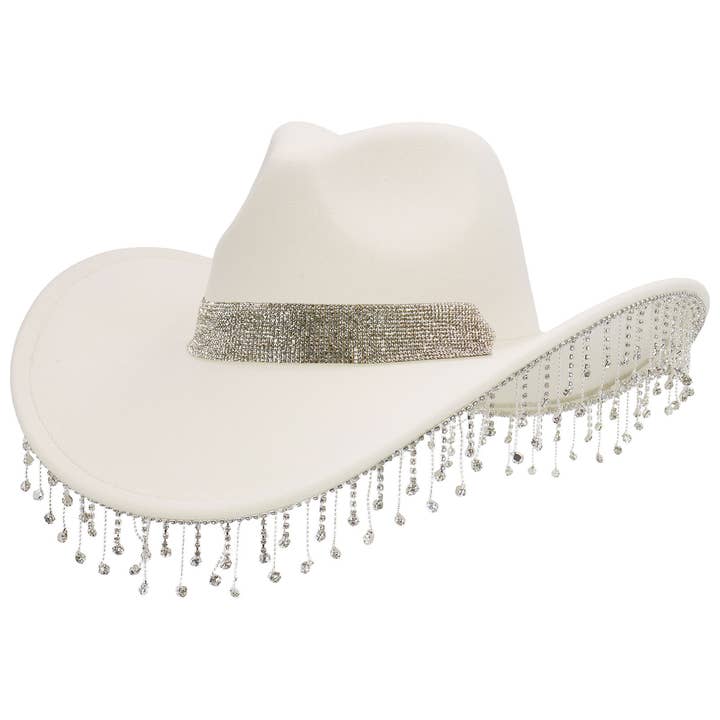 Cap Zone - Wholesale Cowboy Hat - Women's - Crystal Band Bling Rhinestone Fringe Cowgirl Ha7