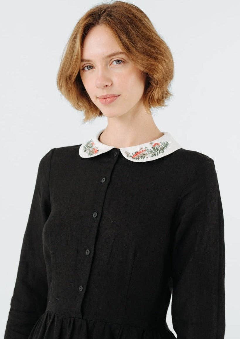 Son de Flor - Wholesale Dress - Women's - Classic Dress with Embroidered Wildwood Collar, Long Sleeve10