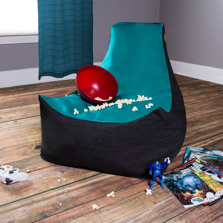 LuvU - Wholesale Chair - Jaxx Pixel Gamer Bean Bag Chair, Premium Vinyl / Dark Denim101
