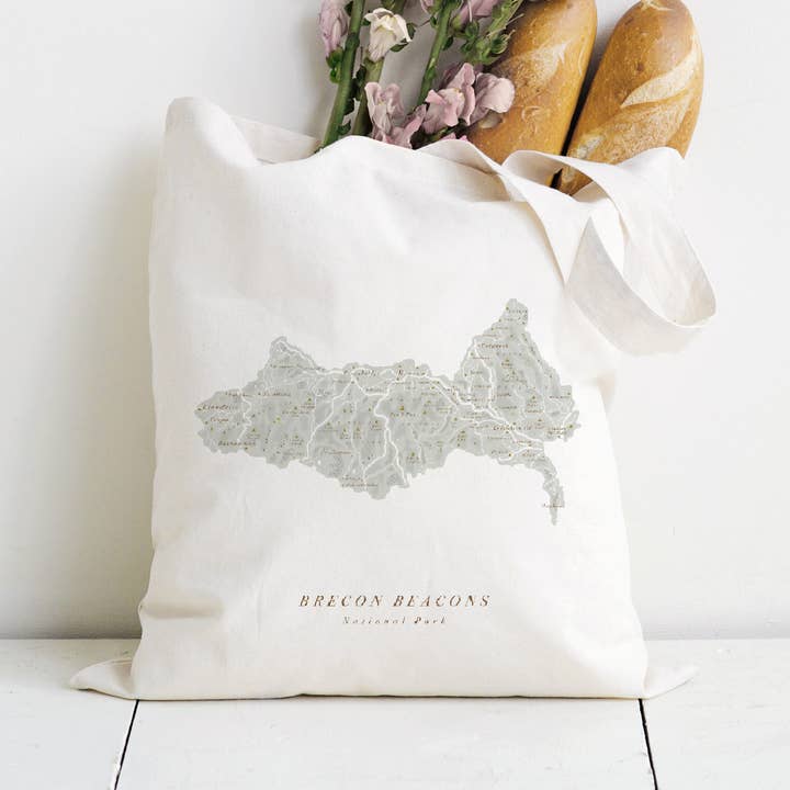 Brecon Beacons Organic Cotton Tote Bag for wholesale by Britain Illustrated