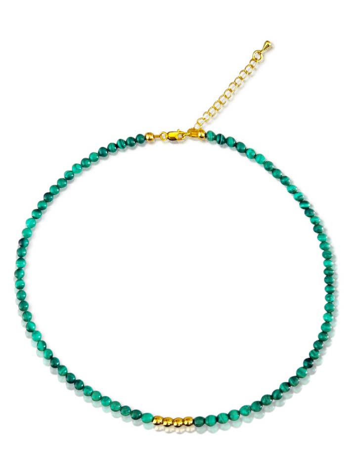 Malakit & Guldperle Choker for engroshandel hos Identity Boutik