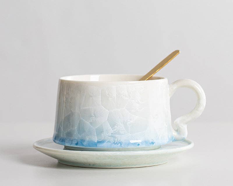 Gohobi （We cover U.S. import duties） – Großhandel Tee-/Kaffeetasse – Gohobi Kristallglasierte Kaffeetasse mit Untertasse 0133