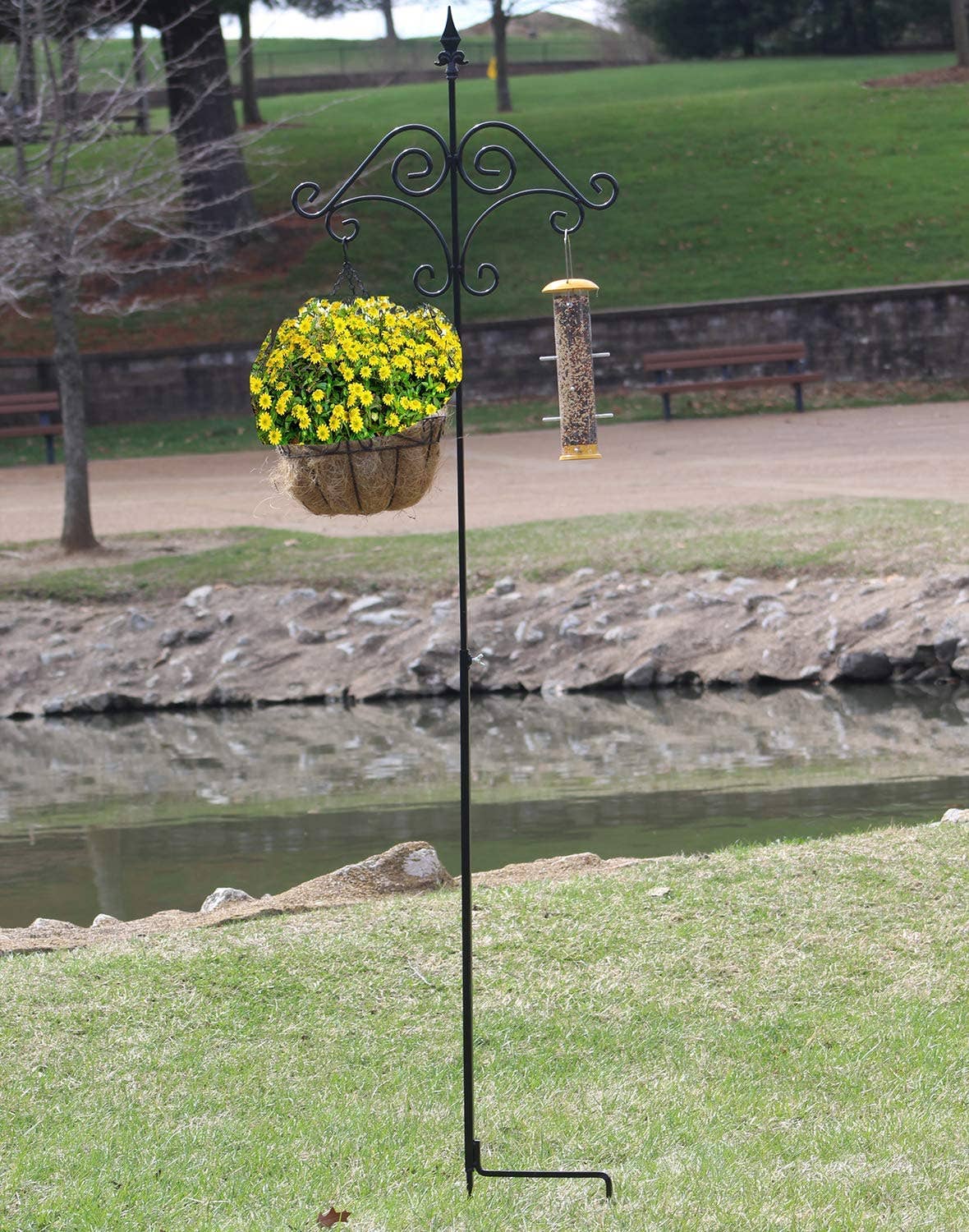 Ashman Online - Wholesale Outdoor Ornament/Decor - Ashman 91 Inch Adjustable Shepherds Hook With Floral Design