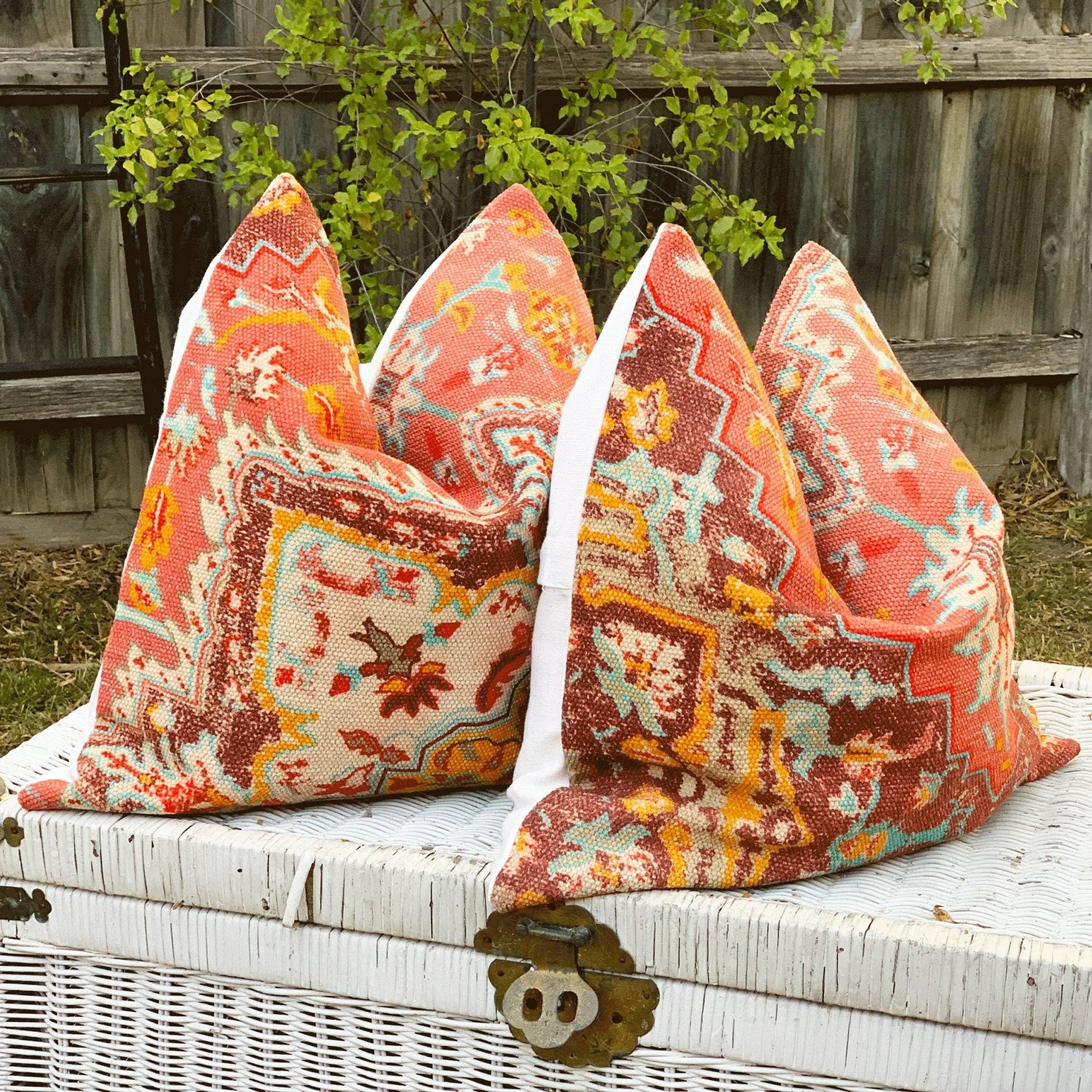 Glamthread - Vente Housse de coussin - Housse de Coussin Marocain en Lin - Kilim Géométrique4