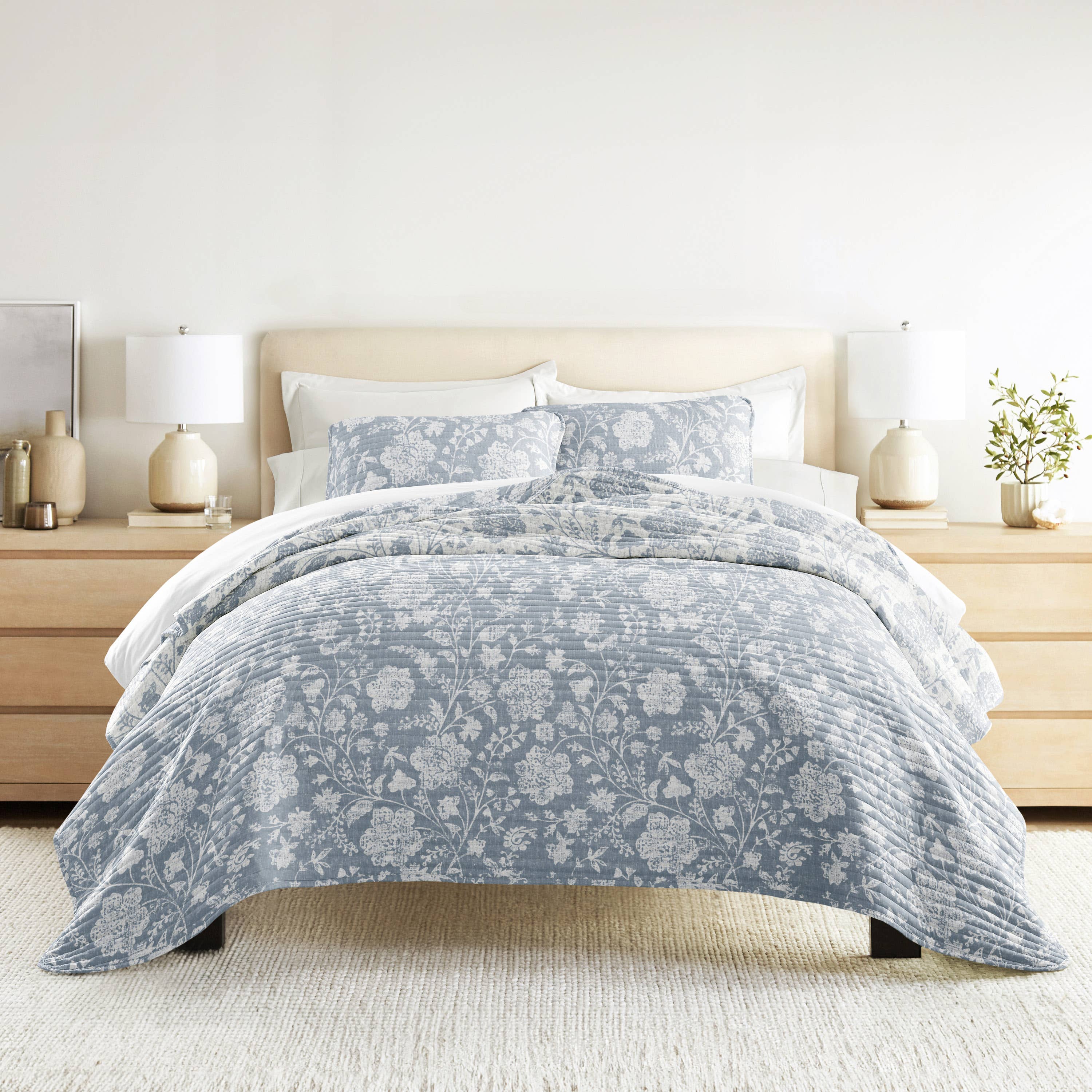 ienjoy Home - Vente Courtepointe - Ensemble de couette réversible à motifs floraux texturés toutes saisons31