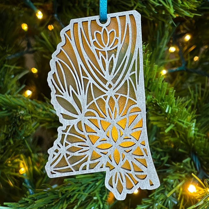 Mississippi Laser Cut Mandala Ornament for wholesale by Hollow Hill Creative