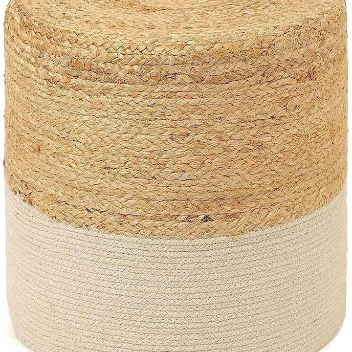 Puf de algodón y yute REDEARTH (14.5 x 14.5 x 16 pulgadas), color marfil natural para venta al por mayor de REDEARTH