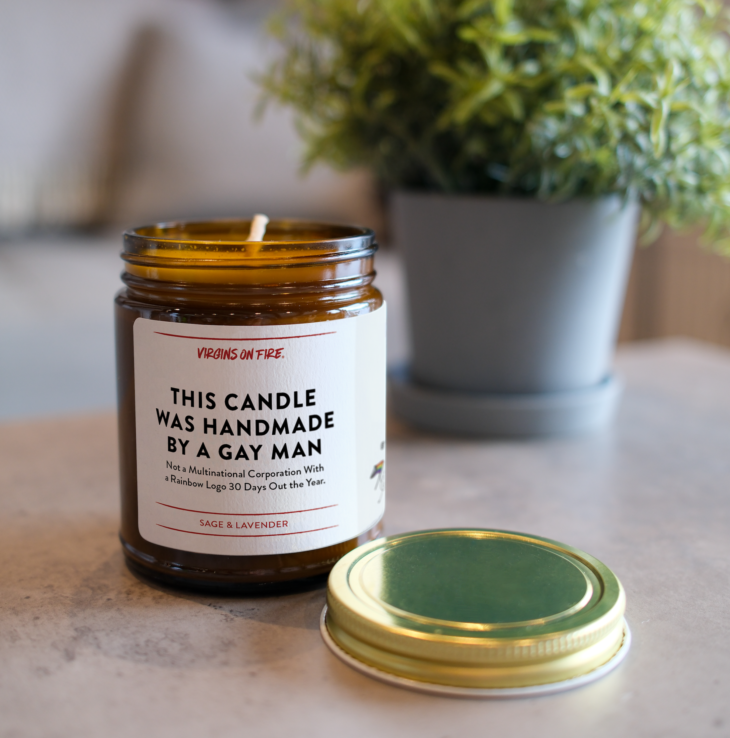 Virgins On Fire Candle Co. - Wholesale Jar/Filled Candle - THIS CANDLE WAS MADE BY A GAY MAN 🏳️‍🌈 (Sage & Lavender)5