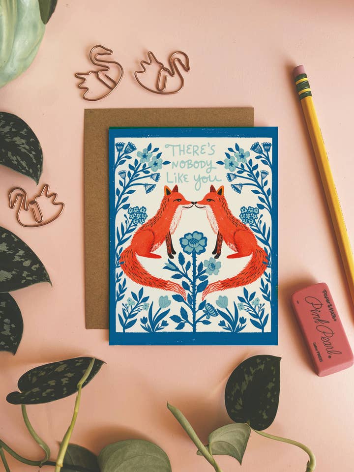 There's Nobody Like You - Fox Greeting Card for wholesale by Dream Folk Studio