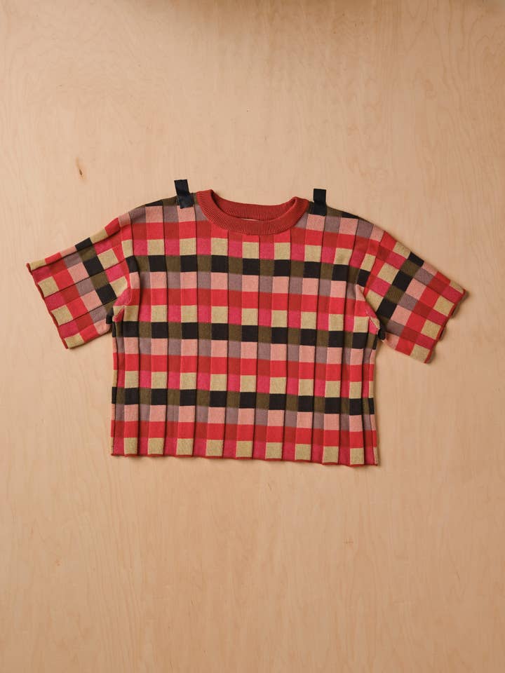 The Endery – wholesale Knitted jumper – Women′s – Anni Grid Plaited Tee - Solar Flare9