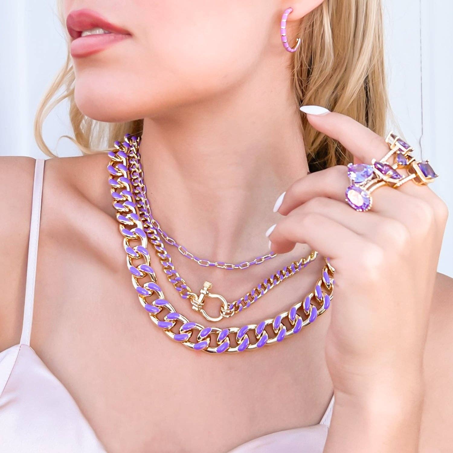 OMG Blings - Vente Collier maille et chaîne - ANK275 - Chaîne Gourmette Émaillée*5