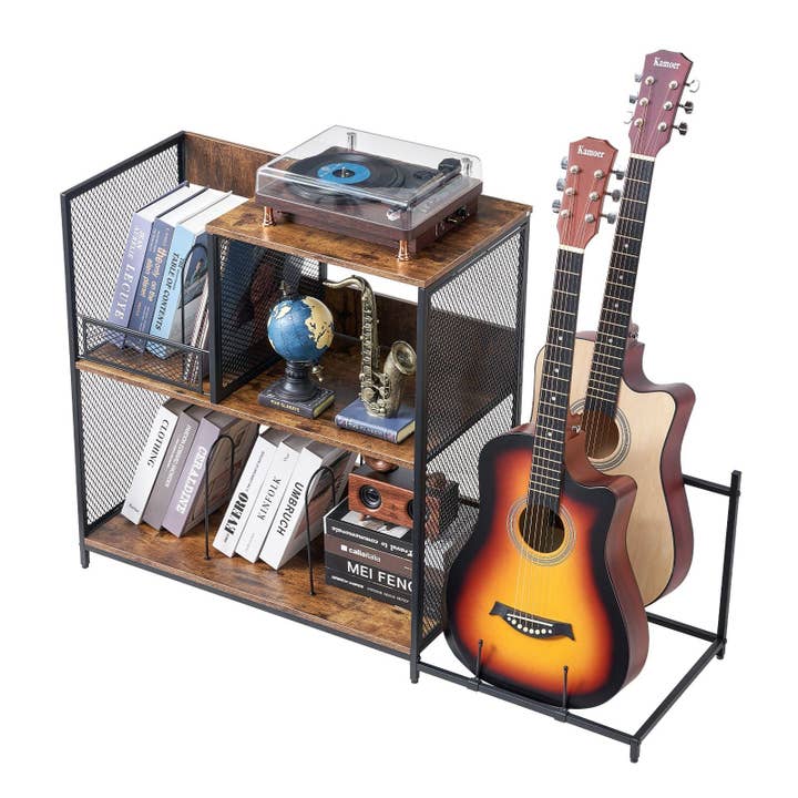 Hard Rock Health Stores - Wholesale Retailer Display Stand/Case - Record Player Stand 3-Tier Metal Turntable Stand with Guitar Store Black10