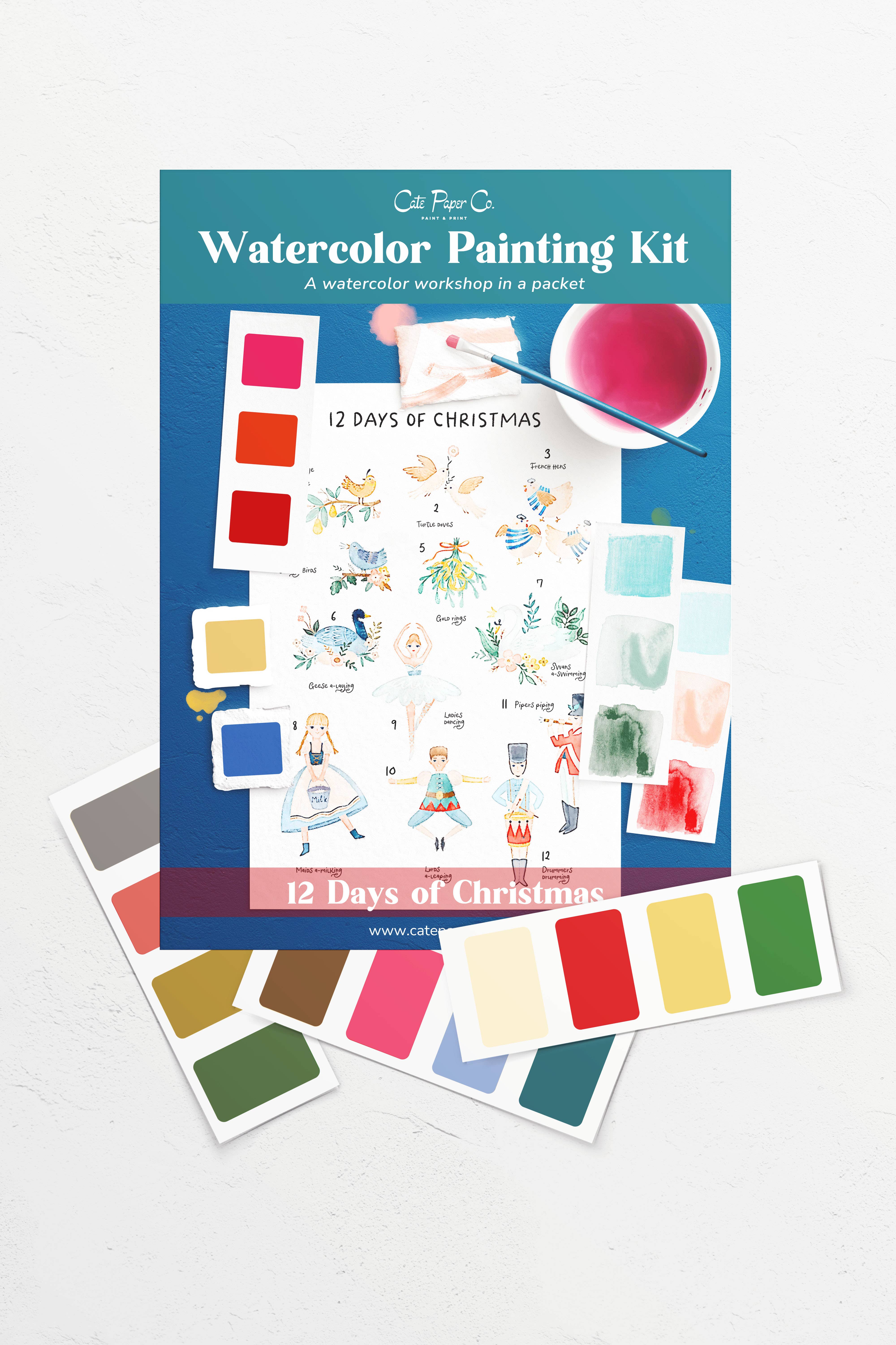 Cate Paper Co. – Kit de artesanato DIY por atacado – Kit de pintura em aguarela "12 Dias de Natal"2
