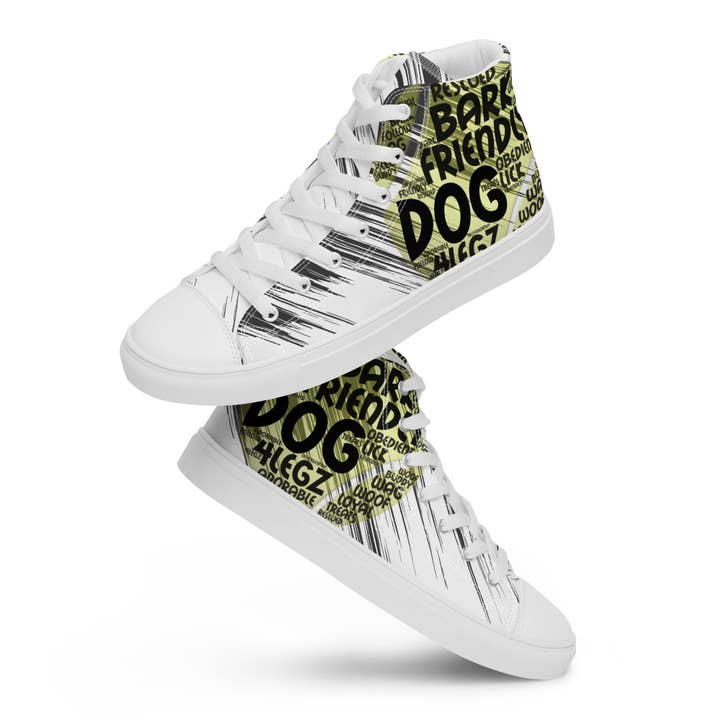 Dog Tennis Ball Men’s high top canvas shoes for wholesale by 4legz