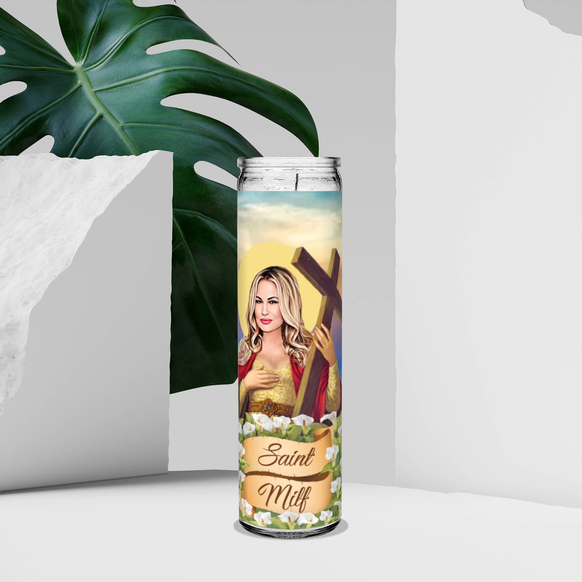 Texrah - Wholesale Votive Candle - Saint Milf Jennifer Coolidge Tanya Prayer Candle - 8" white1