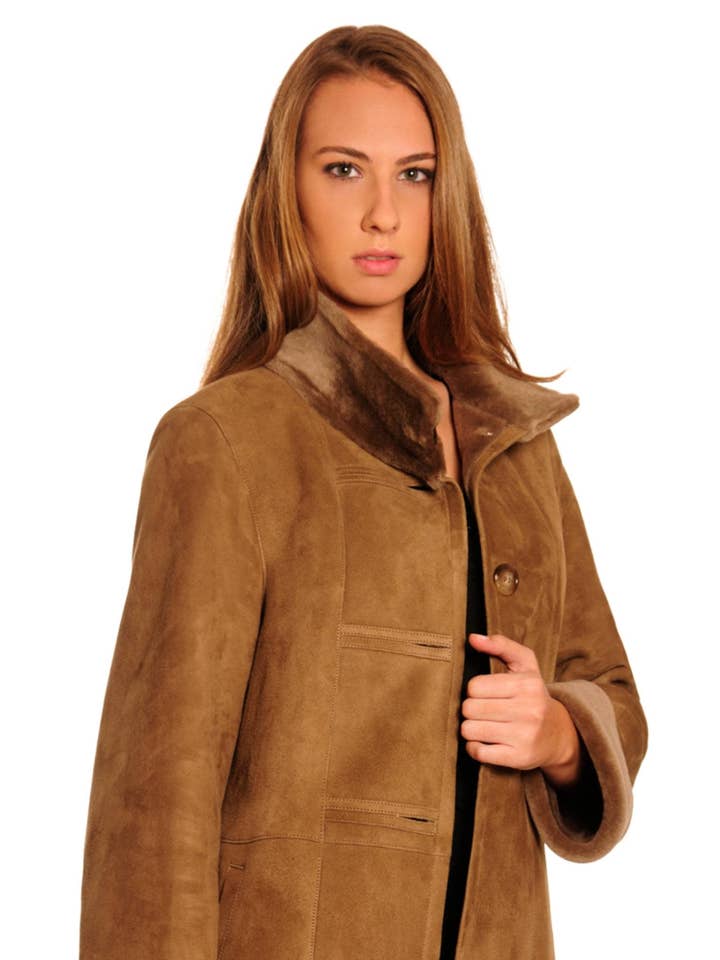 Sand DANKO 15049 Women's coat 100% lambskin. High Quality. for wholesale on Faire2