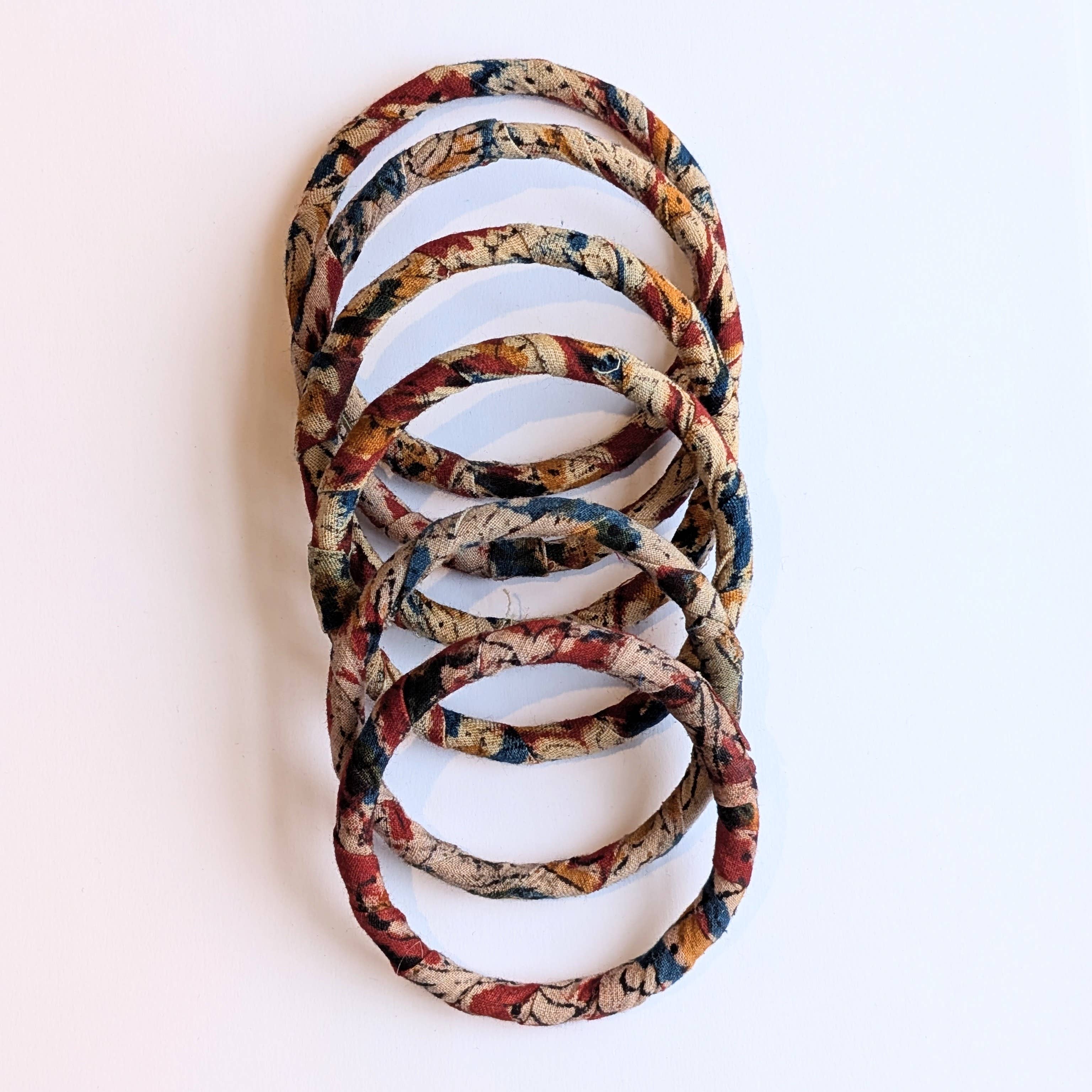 Twinflower - Vente Bracelet manchette - Bracelet en tissu indien fait main aux teintes automnales0