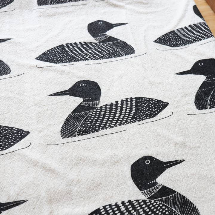 The High Fiber - Wholesale Tea Towel - Handprinted Common Loon Kitchen Towel –Natural, Eco-friendly5