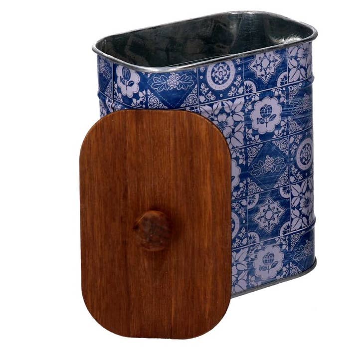 Ovale Blauwe Mandala Metalen Doos CM13x8,5h16,3 voor wholesale door Vacchetti