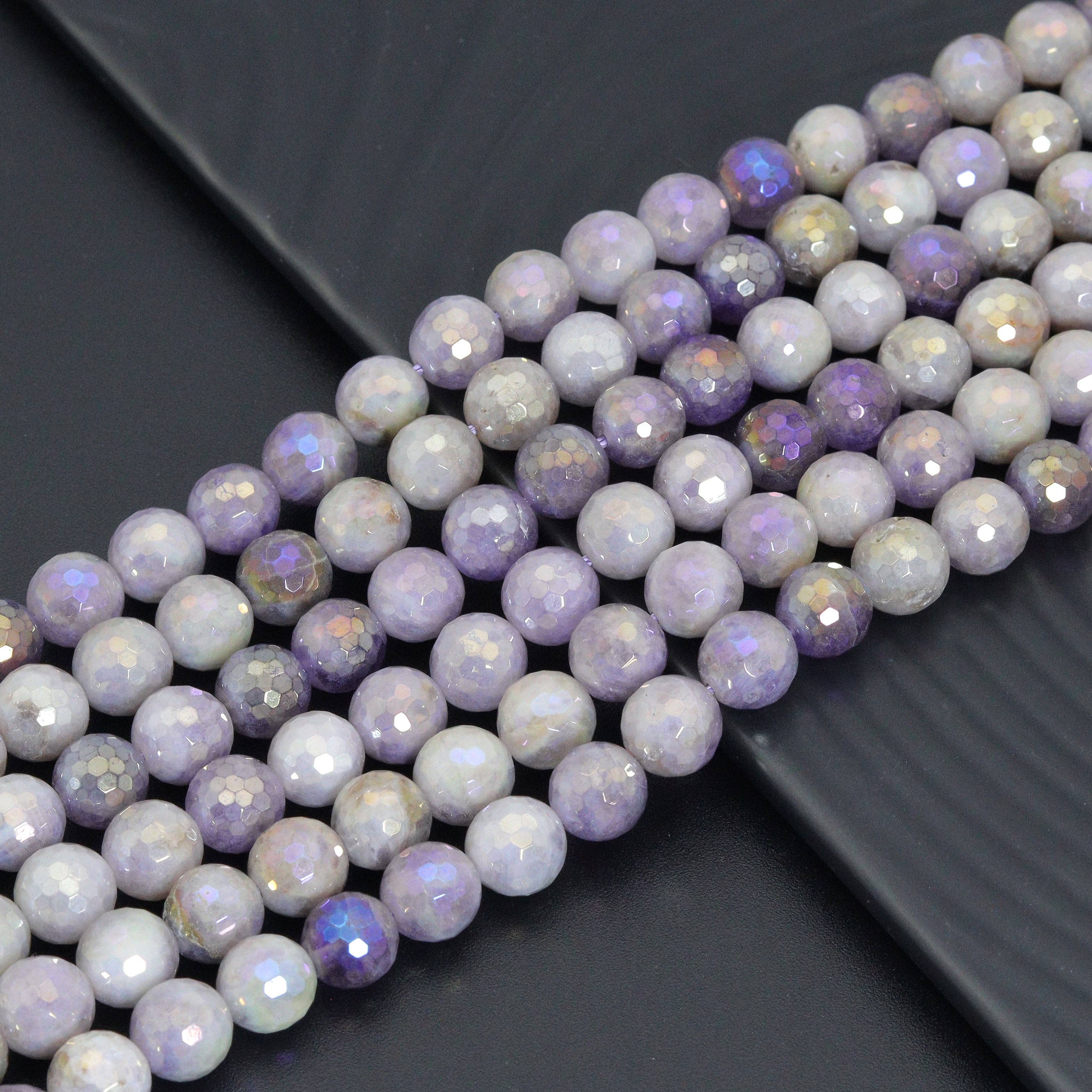 BestBeads&Beyond - Wholesale Beads - Mystic Lavender Jade Round Faceted Beads, Sku#U22150
