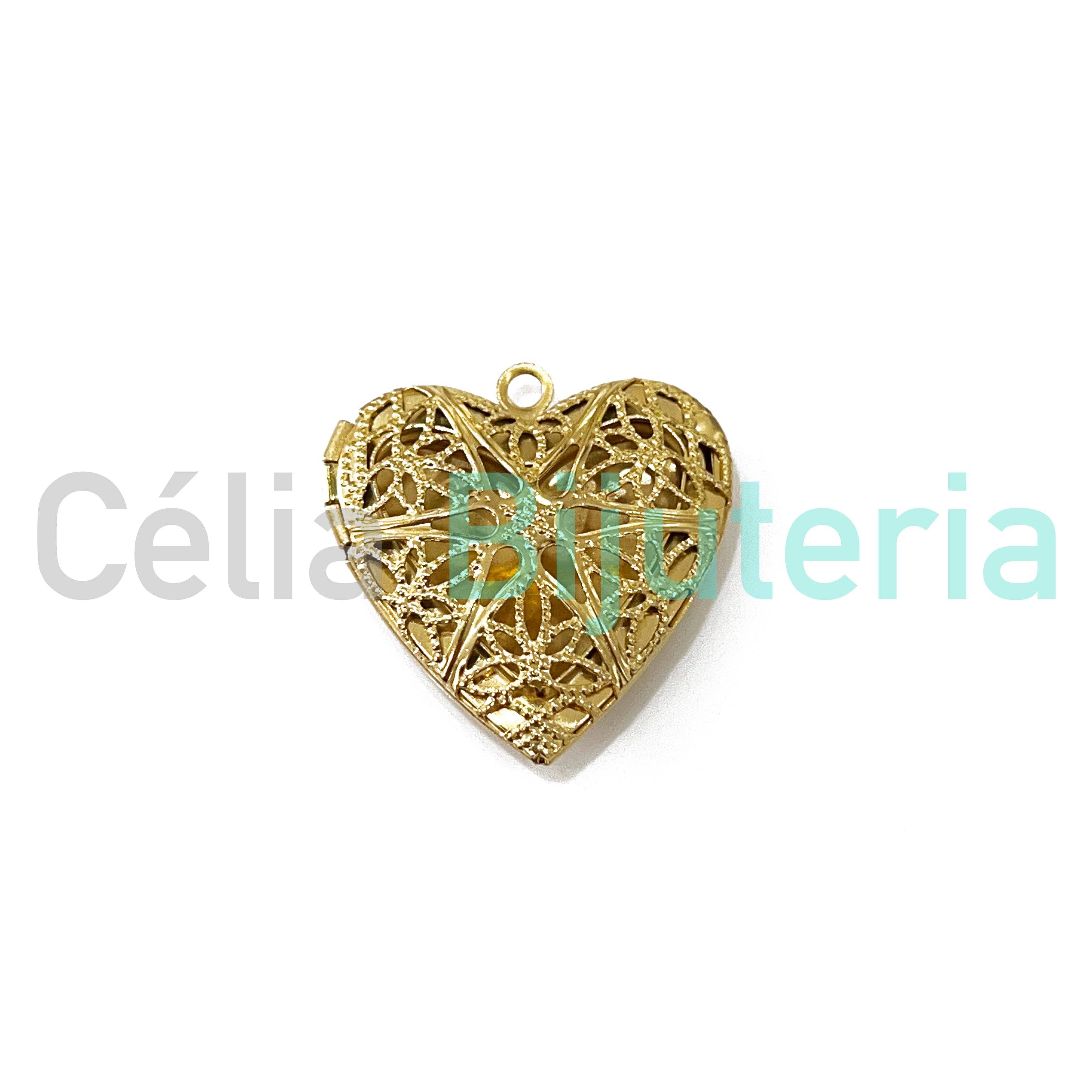 Celli Biju - Wholesale Pendant/Charm Necklace - Steel opening medal - Heart with details0