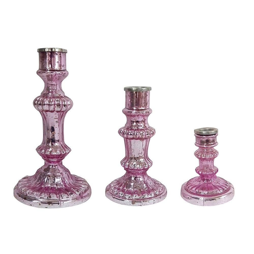 A&B Home Group Inc. - Wholesale Candle Holder - S/3 Luminary Treasures Candle Holders - Pink2