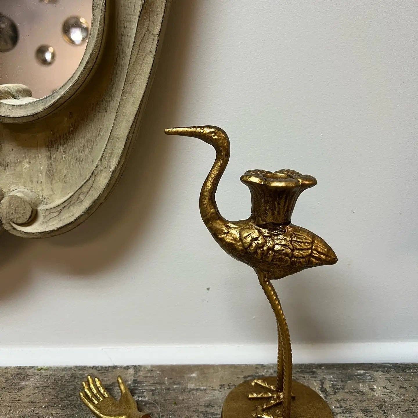Vagabond Vintage - Wholesale Candle Holder - Crane Candle Holder with Antique Gold Finish1