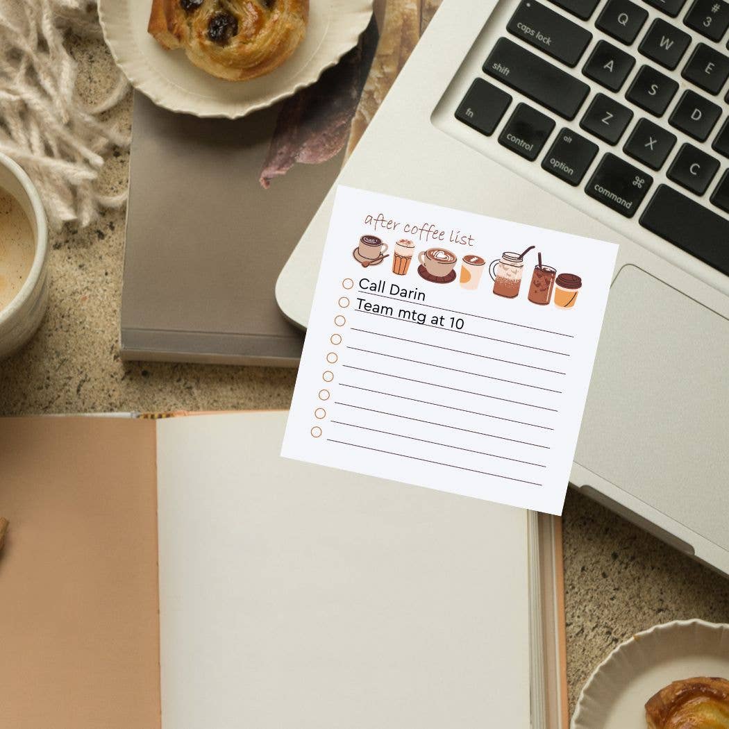 Post-it® Notes Design Series – wholesale Klisterlappar – Efter kaffe Post-it®-anteckningsblock - 4x4 - Checklista klisterlappar1