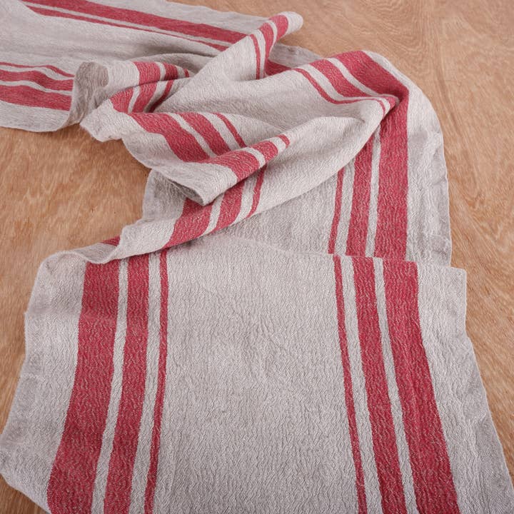 NorraVilla – Runner de mesa por atacado – Caminho de mesa em linho com faixas pretas5