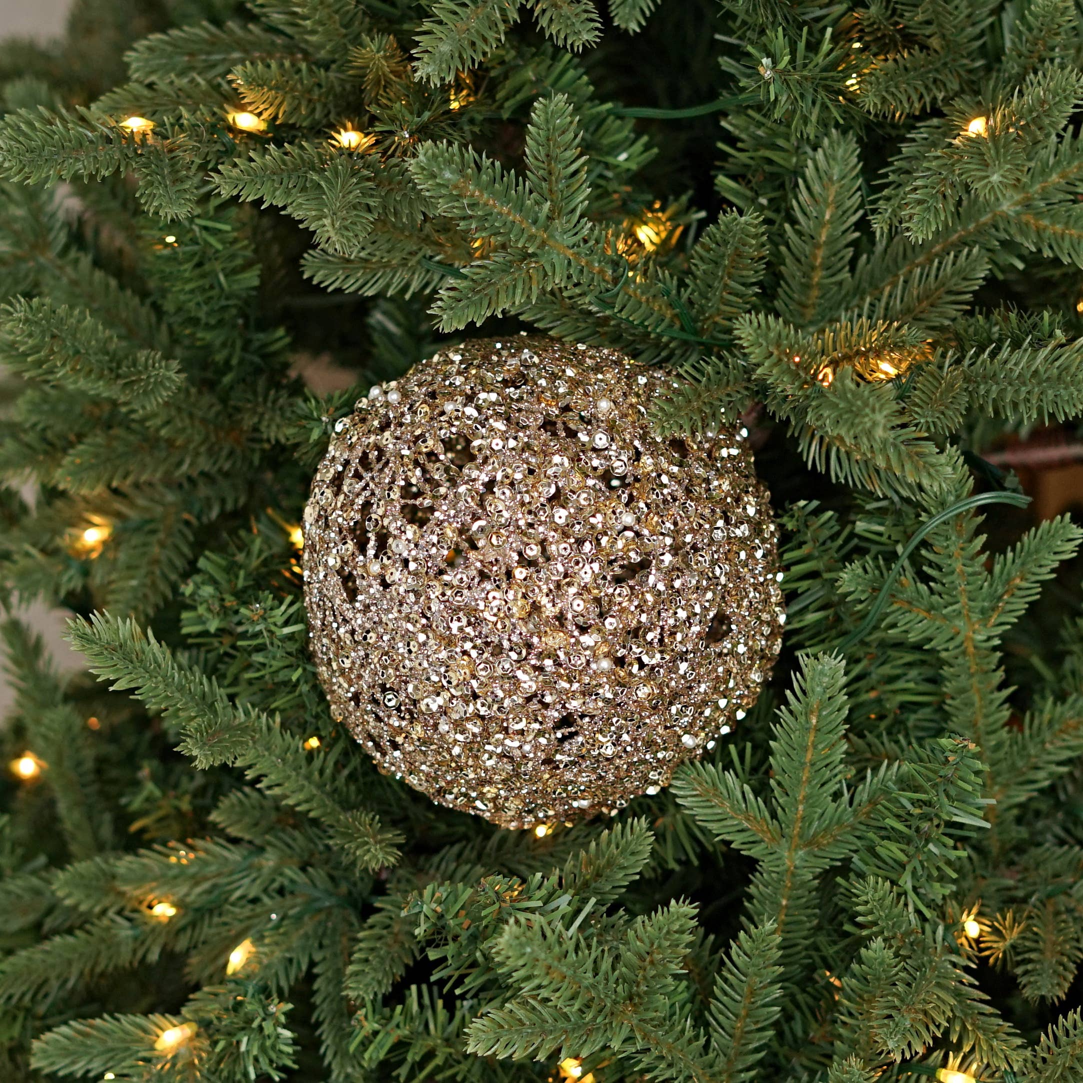 Impressive Enterprises, Inc. - Wholesale Ornament - M10932- 6in Metalic Glittered Ball-Champaigne gold4
