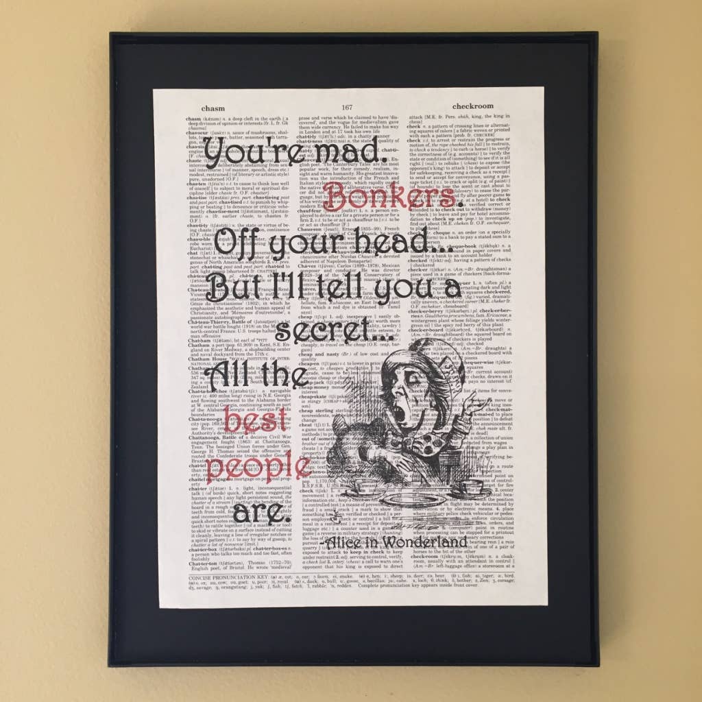 Bookish Birds - Wholesale Art Print - You're mad. Bonkers. | Bookish Print | Vintage Dictionary.1