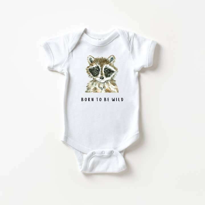 Born to be Wild Raccoon Onesie® for wholesale by WLDFLWR Studio