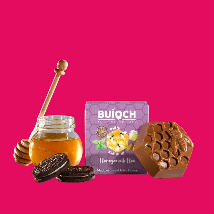 BuÃoch Irish Chocolates - Wholesale Chocolate Covered Sweets - Cookies & Cream Honeycomb Hex - Milk Chocolate