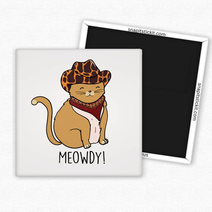 Snap It Stick It - Wholesale Magnet - Meowdy - Cat Humor 2x2 Square Magnet