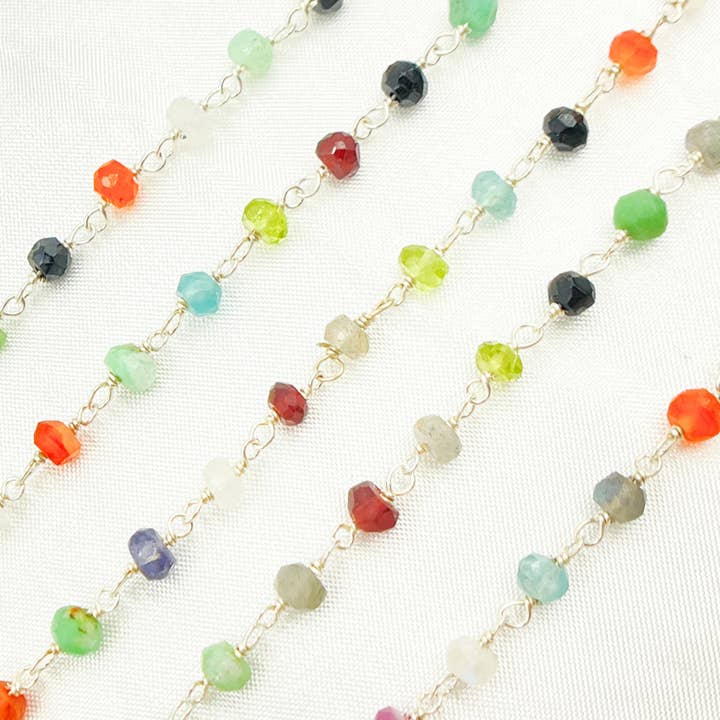 Jewels & Chains - Wholesale Beaded/Pearl Necklace - MGS19. Multi Gemstone 925 Sterling Silver Wire Chain2