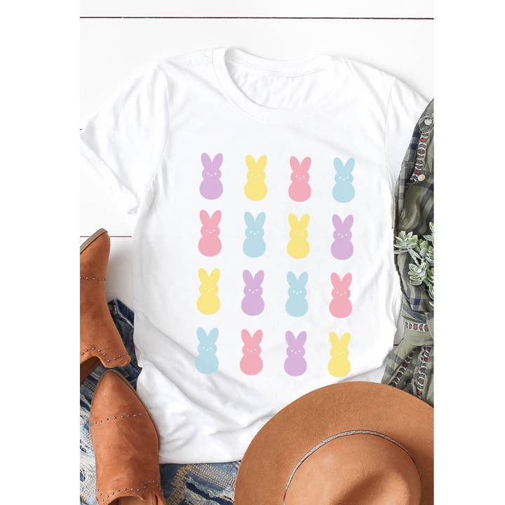 Peeps Bunnys Grid Graphic Tee for wholesale by Kissed Apparel